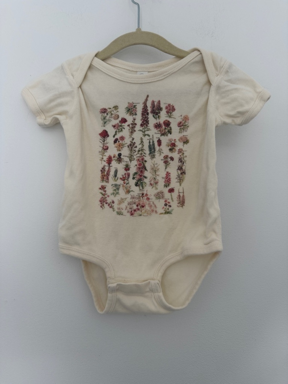 Rabbit Skins Baby Cream Floral Print Baby One-Piece Bodysuit 18 Months